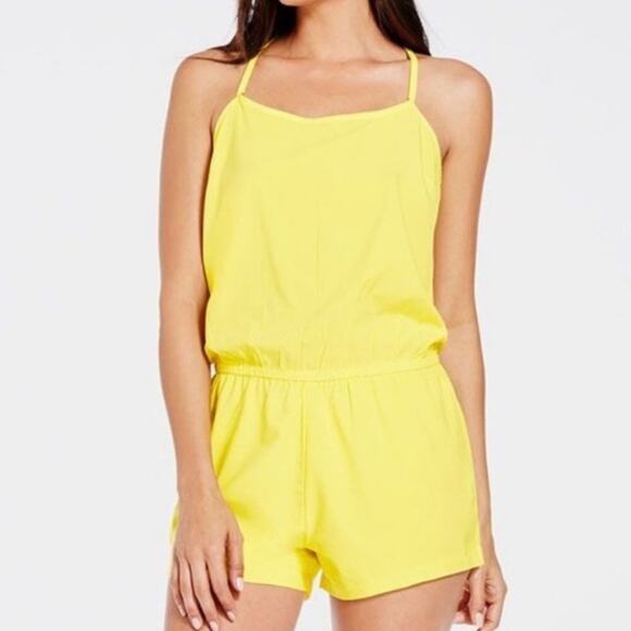 Fabletics Neema Romper Size L Neon Yellow Halter Playsuit One Piece Festival NWT - Picture 1 of 16